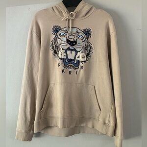 Kenzo Tan Hoodie with Blue Tiger Design